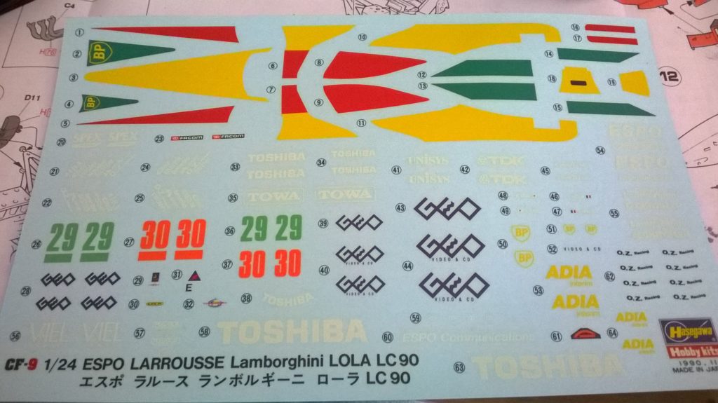 hasegawa larrousse lc90 decal sheet