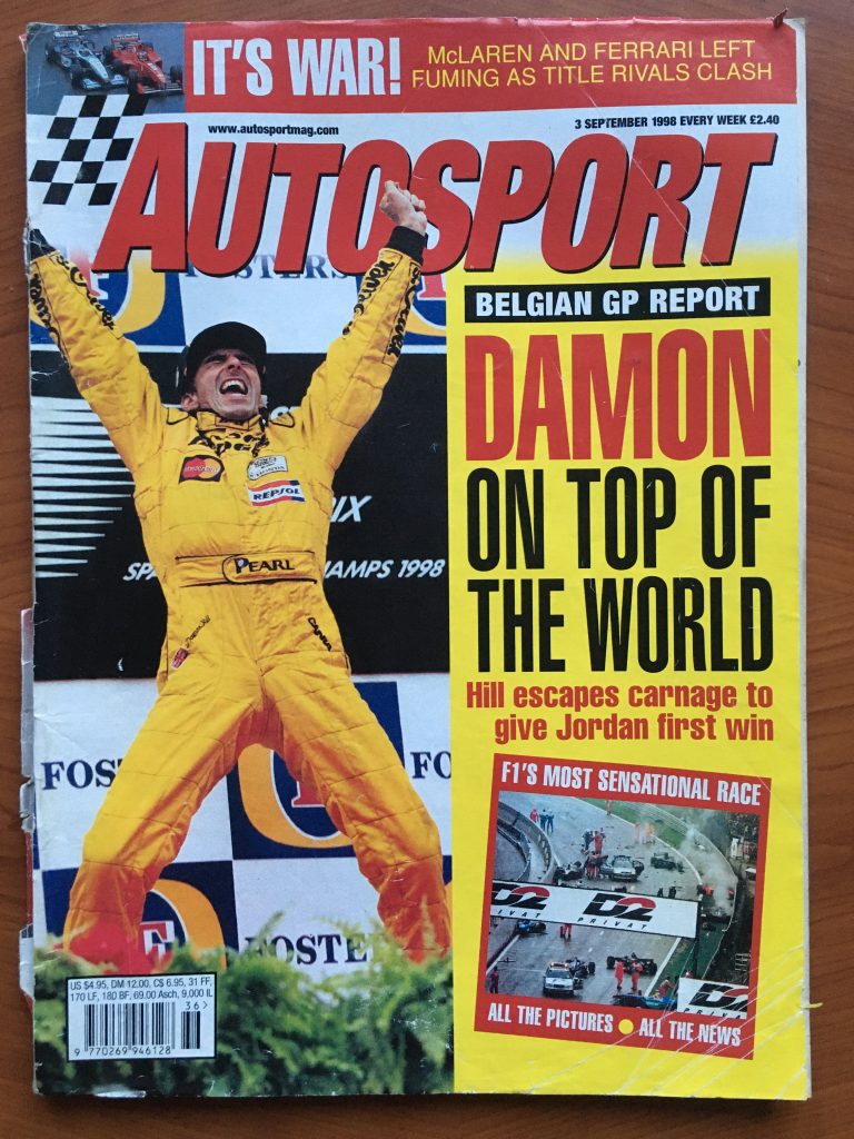 Autosport front cover for the 1998 Belgian Grand Prix review issue