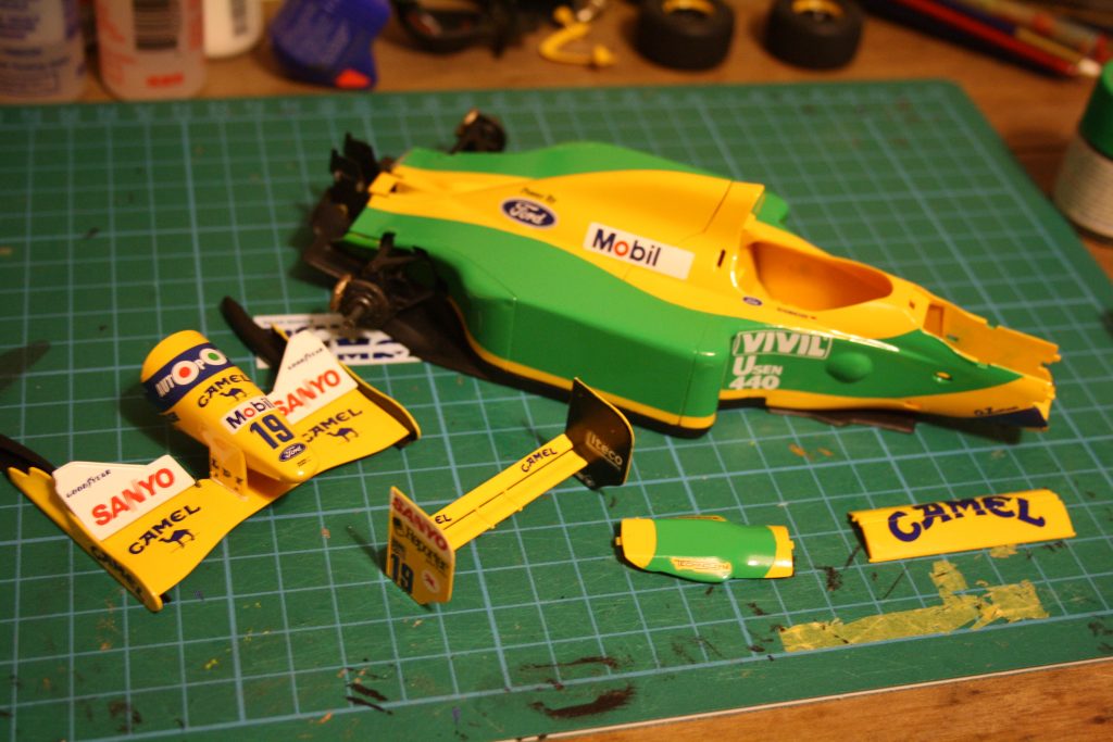 Tamiya Benetton B190 decals in progress
