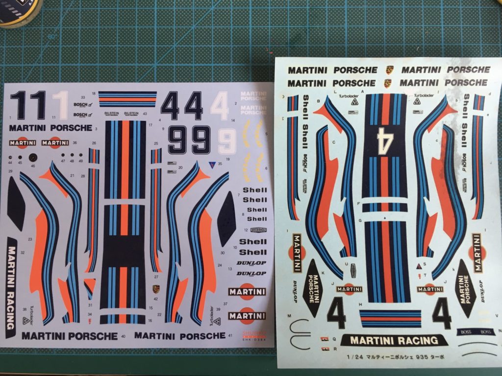 Tamiya Porsche 935 Turbo decal sheets